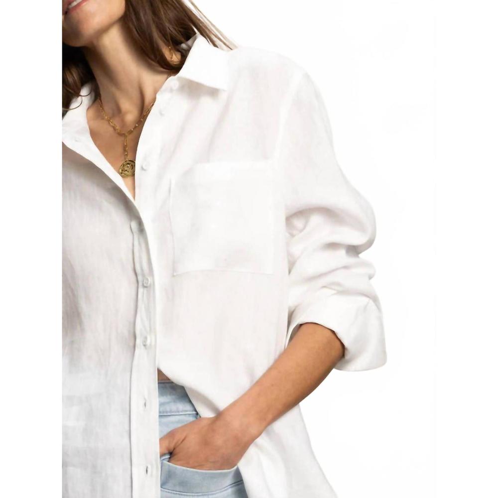 NEW SANCTUARY relaxed linen shirt in white - Picture 4 of 4